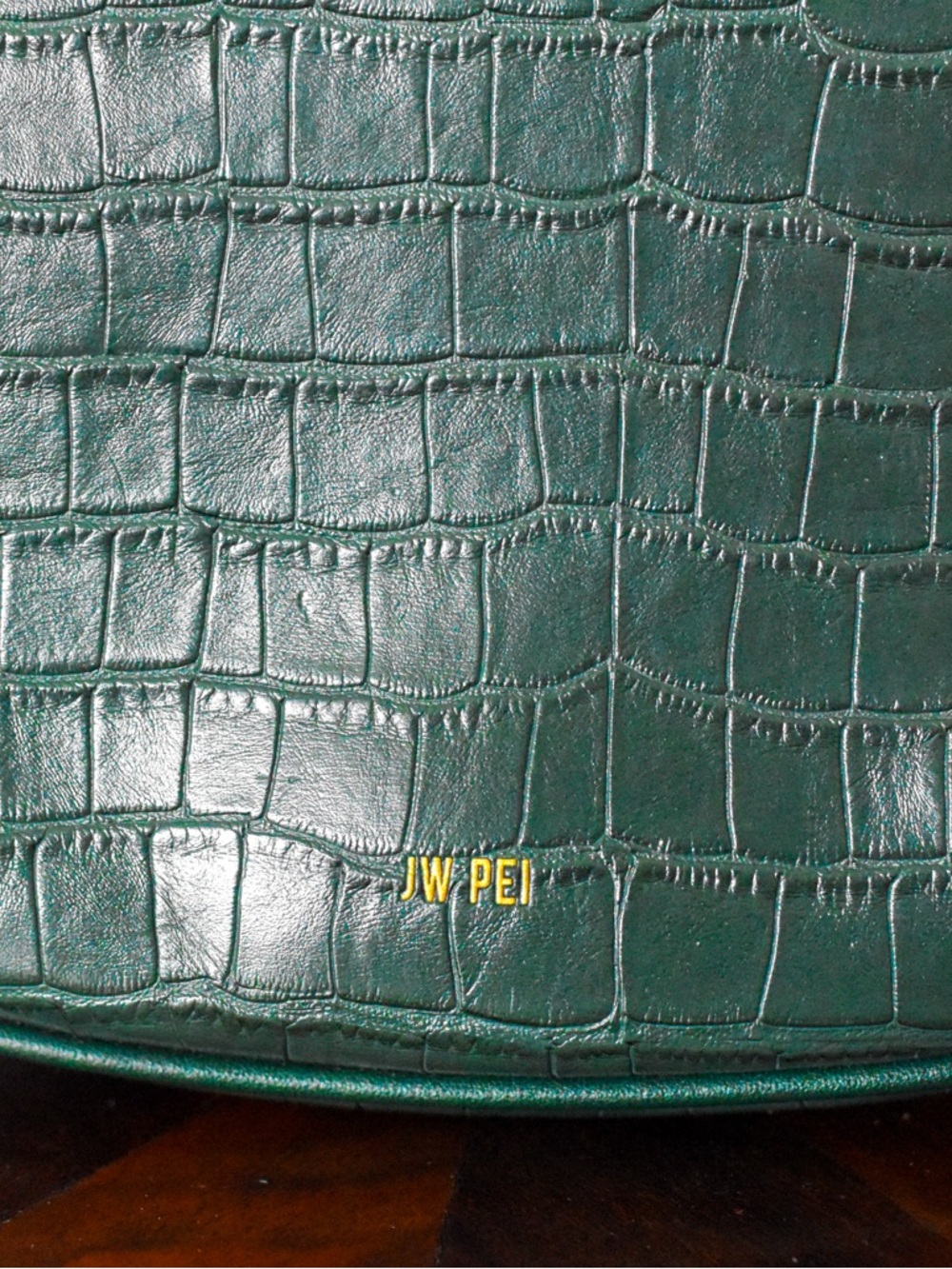 JW Pei Green Croc Embossed Shoulder Bag Crescent - Picture 2 of 7